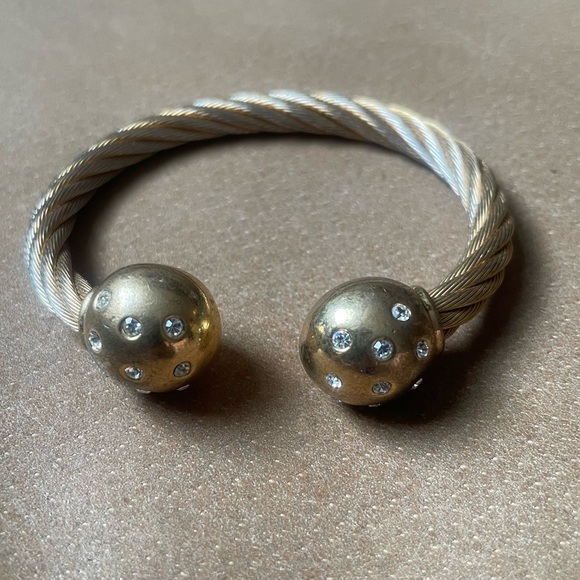 Vintage Jewelry - Vintage rhinestone ball cuff rope bracelet